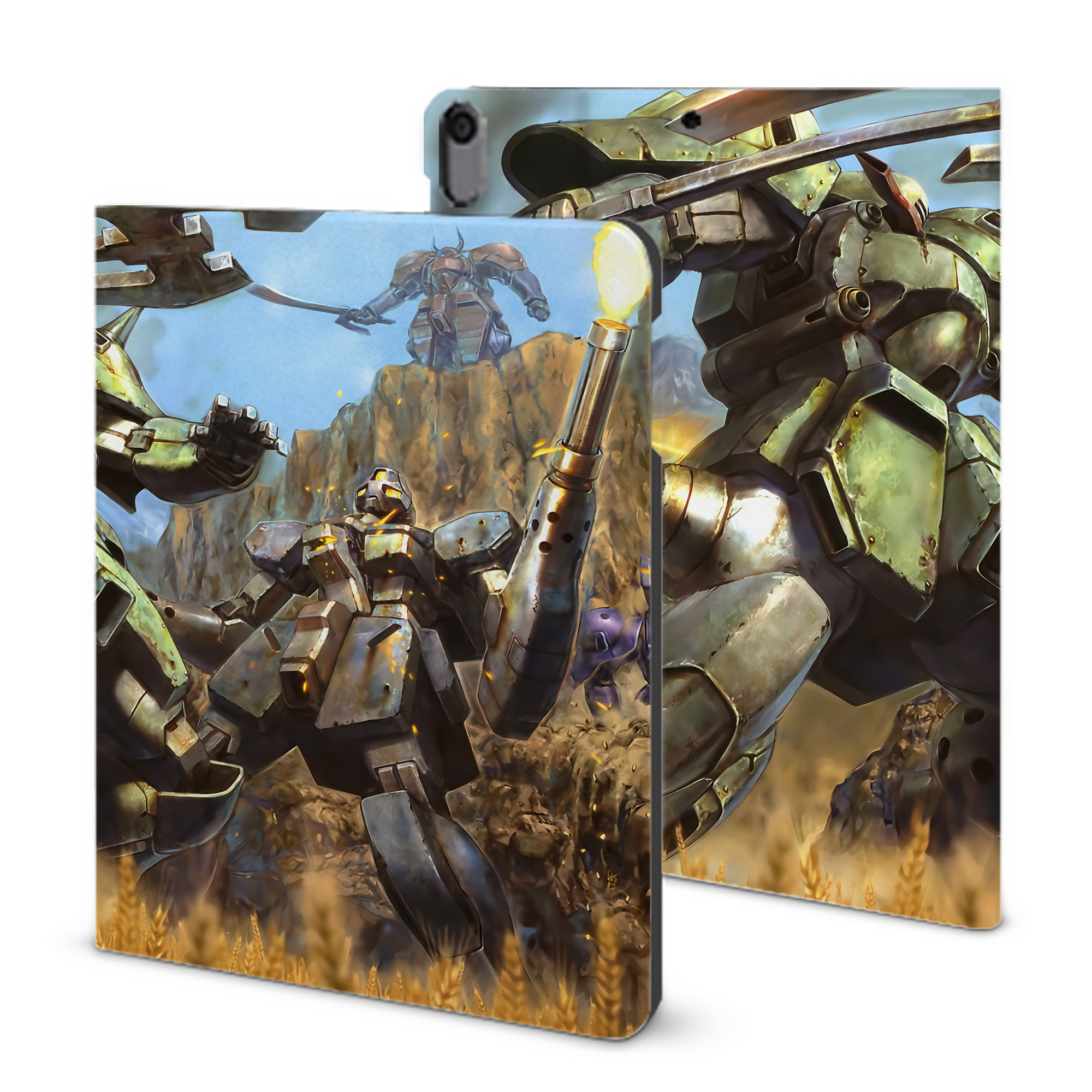 （画像用） 機動戦士ガンダム Mobile Suit Gundam IPad ケース ブック型 PUレザー TPU 耐衝撃 軽量 薄型 ペン収納なし 全面保護 IPad 各モデル対応